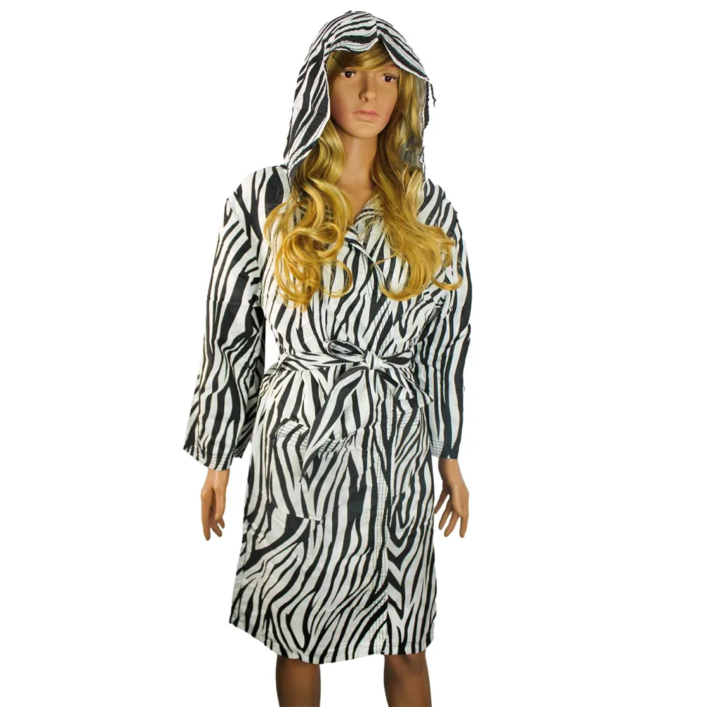 Mikrofaser-Bademantel, 80% Polyester, 20% Polyamid, Zebra-Muster, L