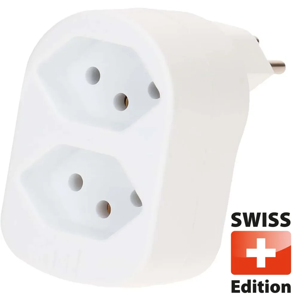 Max Hauri Abzweigstecker Adapt 2x Typ 13 weiss drehbar Green+Fair