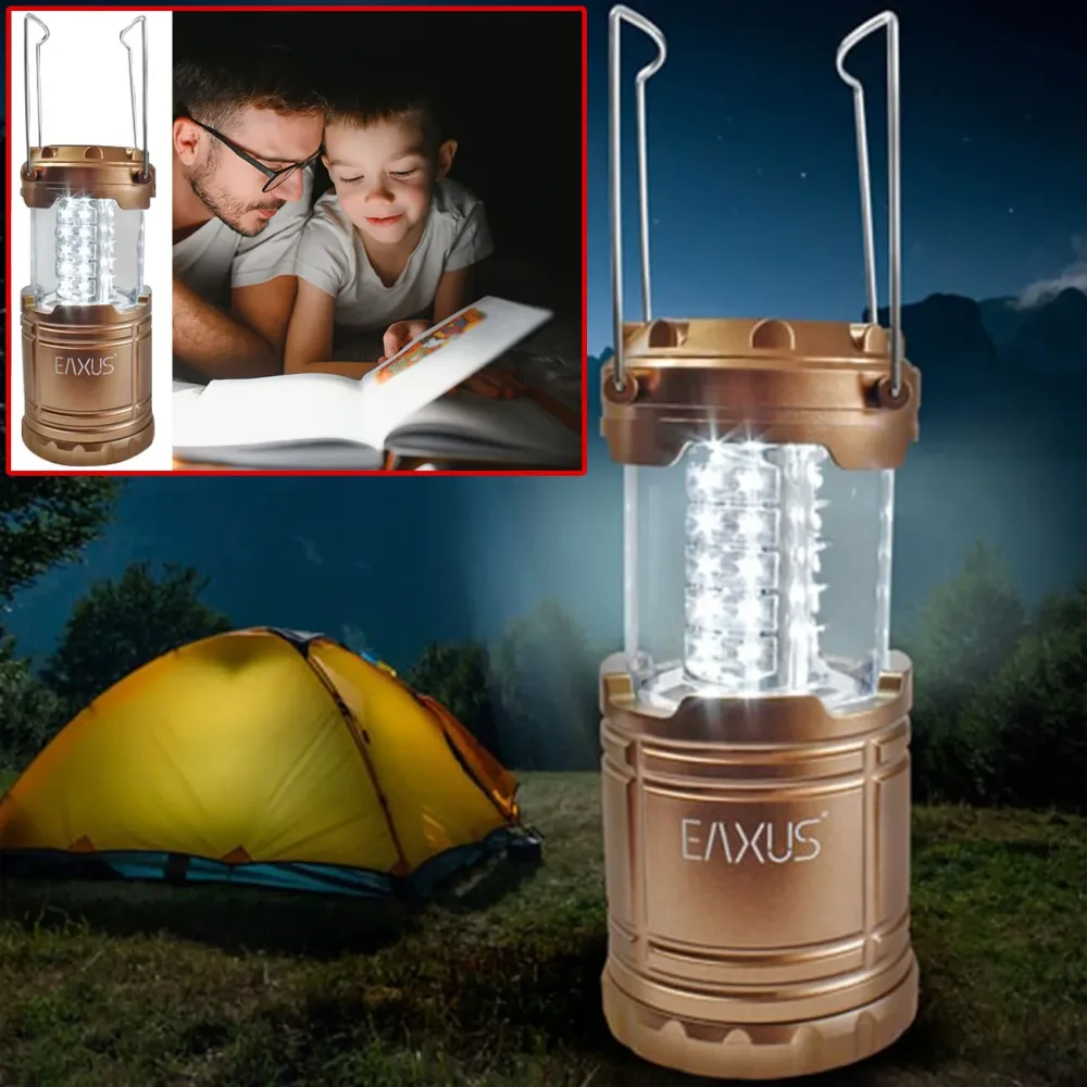 Campinglaterne ausklappbar, LED-Laterne mit Tragebügel, kupferfarben