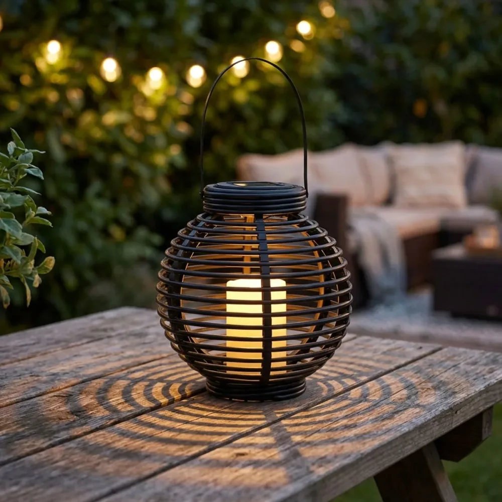 Solarlaterne Kugelförmig mit LED Kerze, Ø21 cm inkl. Aufhängung