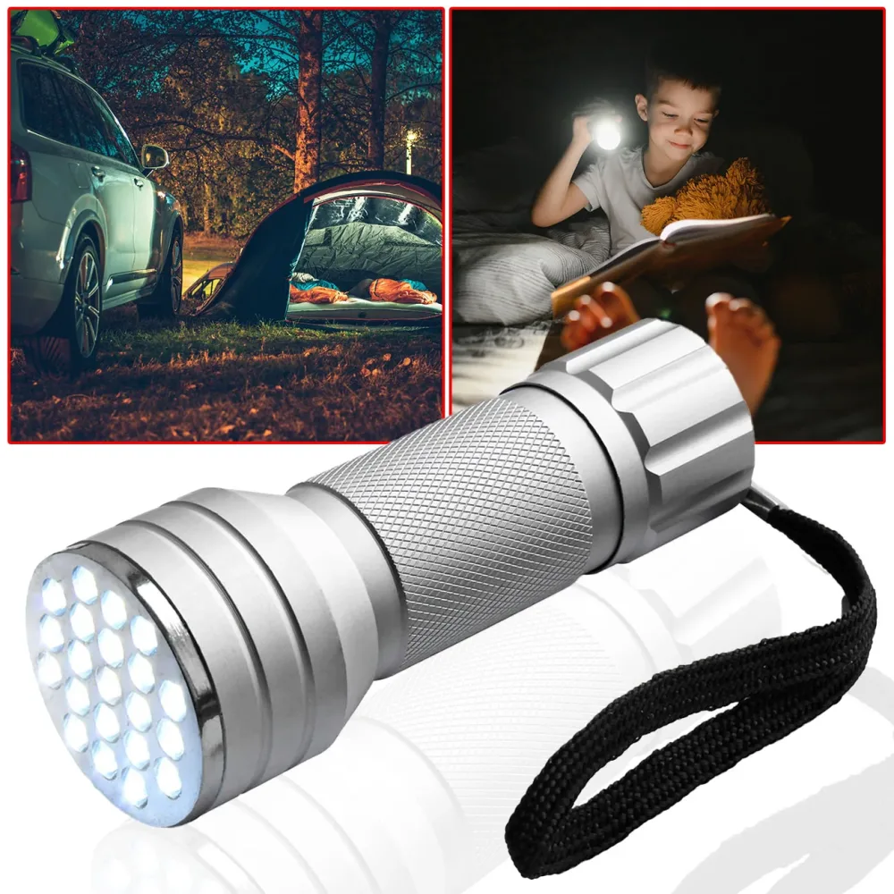 LED-Taschenlampe mit Alu-Gehäuse und 21 LEDs