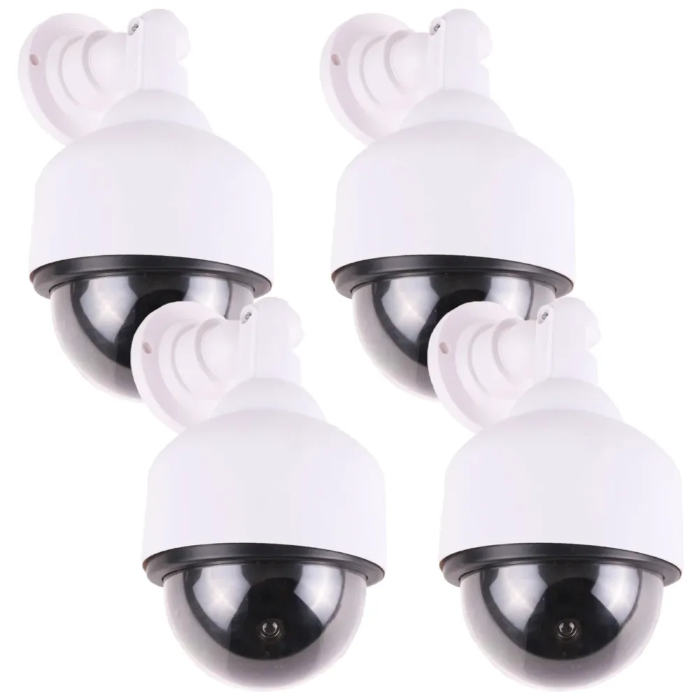 4er-Set Überwachungskamera Attrappe mit roter Betriebs-LED, Kamera Dummy