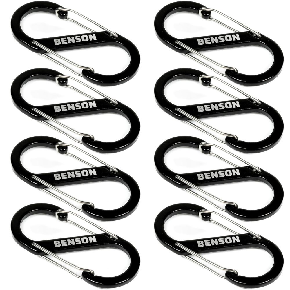 8er Set Doppel Karabinerhaken, S-Clip, 4 x 9 cm