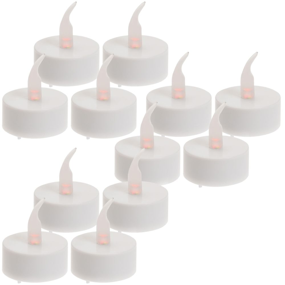 LED-Teelichter 12er-Set, flackernder Flamme und Timer