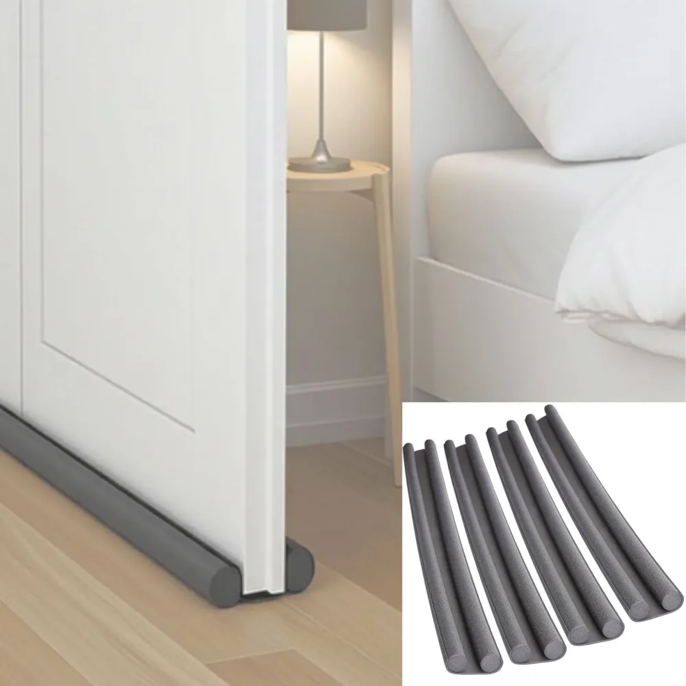 4er-Set Türbodendichtung, grau, Zugluft-Stopper für Türstärken bis 3,5 cm und 98 cm Breite