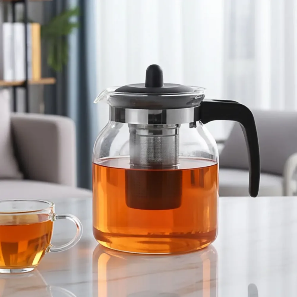 Teekanne aus Borosilikatglas und Siebeinsatz, 1,1 l