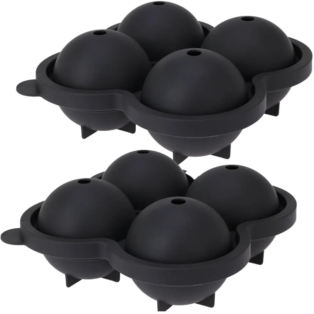 2er-Set Flexible Eiswürfelform für 4 Eiskugeln, ca. Ø 6 cm je Eisball