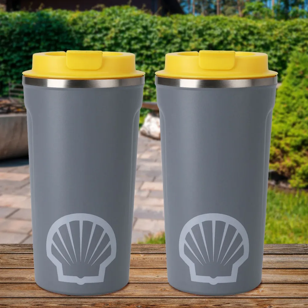 2er-Set Trinkbecher mit Isolierfunktion, Kunststoffdeckel, Edelstahl, 500 ml