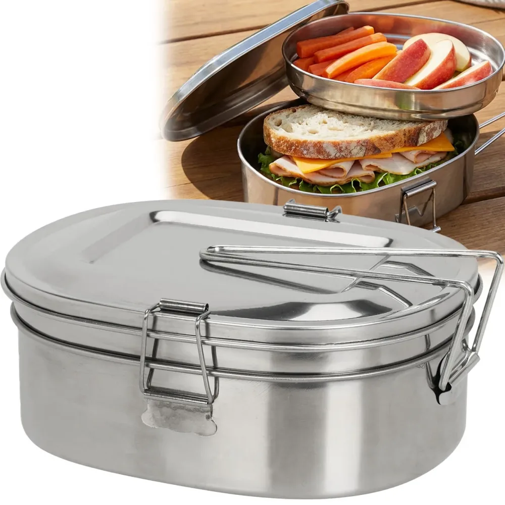 Redcliffs - Campingbehälter aus Edelstahl - zwei Behälter mit Deckel, 50 CM