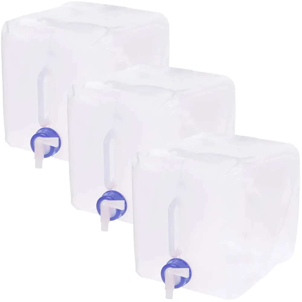 3er-Set Faltbarer Wasserkanister mit Hahn und Tragegriff, 10 Liter