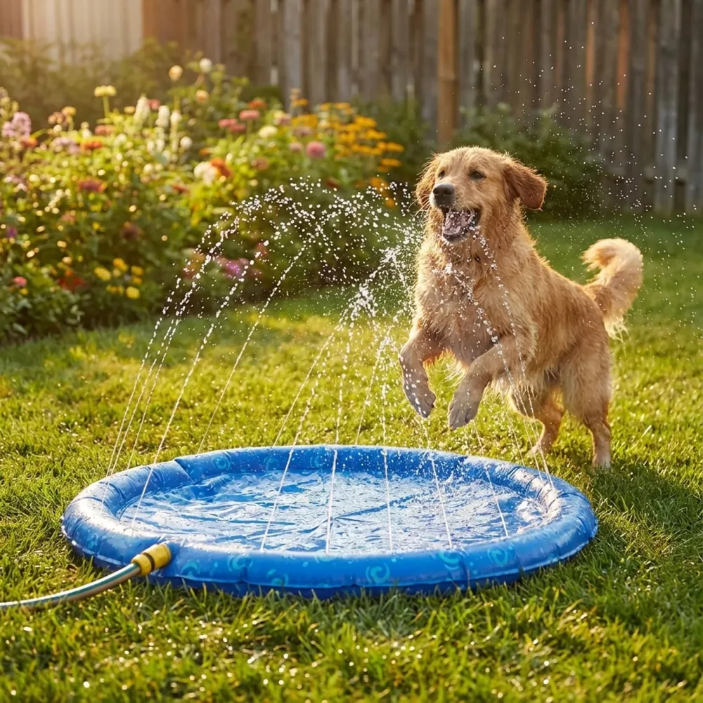 Wassermatte für Hunde, Sprühmatte, Ø 90 cm