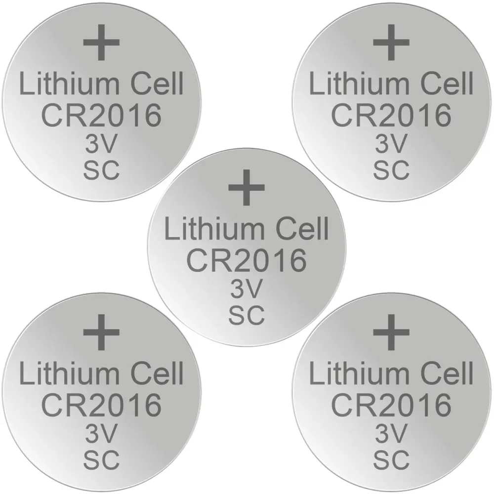 5er-Set Lithium-Knopfzelle CR2016, 3V / 90mAh