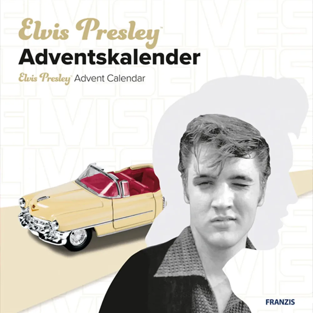 Adventskalender - Elvis Presley mit  Modellfahrzeug Cadillac, Mit Soundmodul, Fotopuzzle