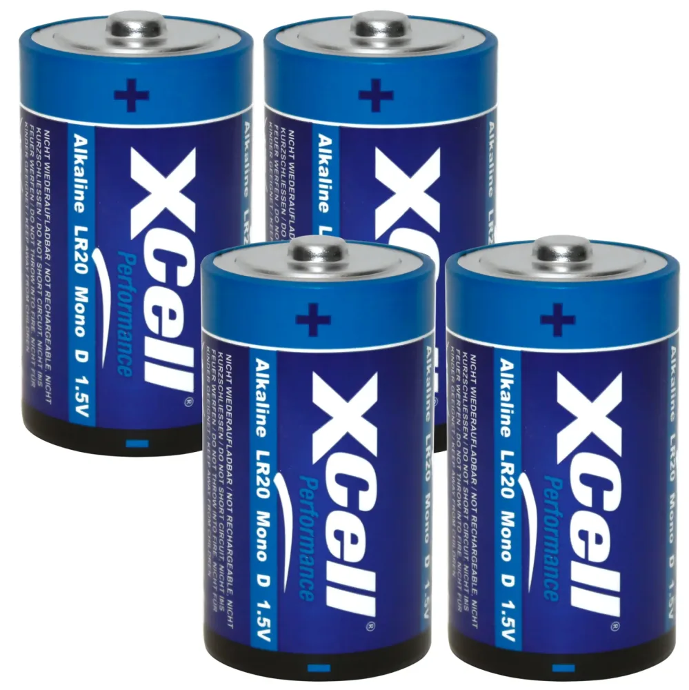 4er-Set Batterie Typ D (Mono), LR20, Performance Alkaline, 1,5V