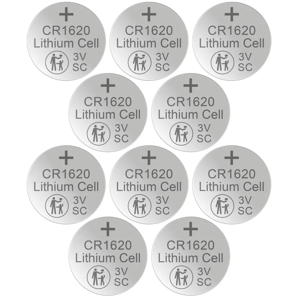 10er-Set Lithium-Knopfzelle CR1620, 3V / 70mAh
