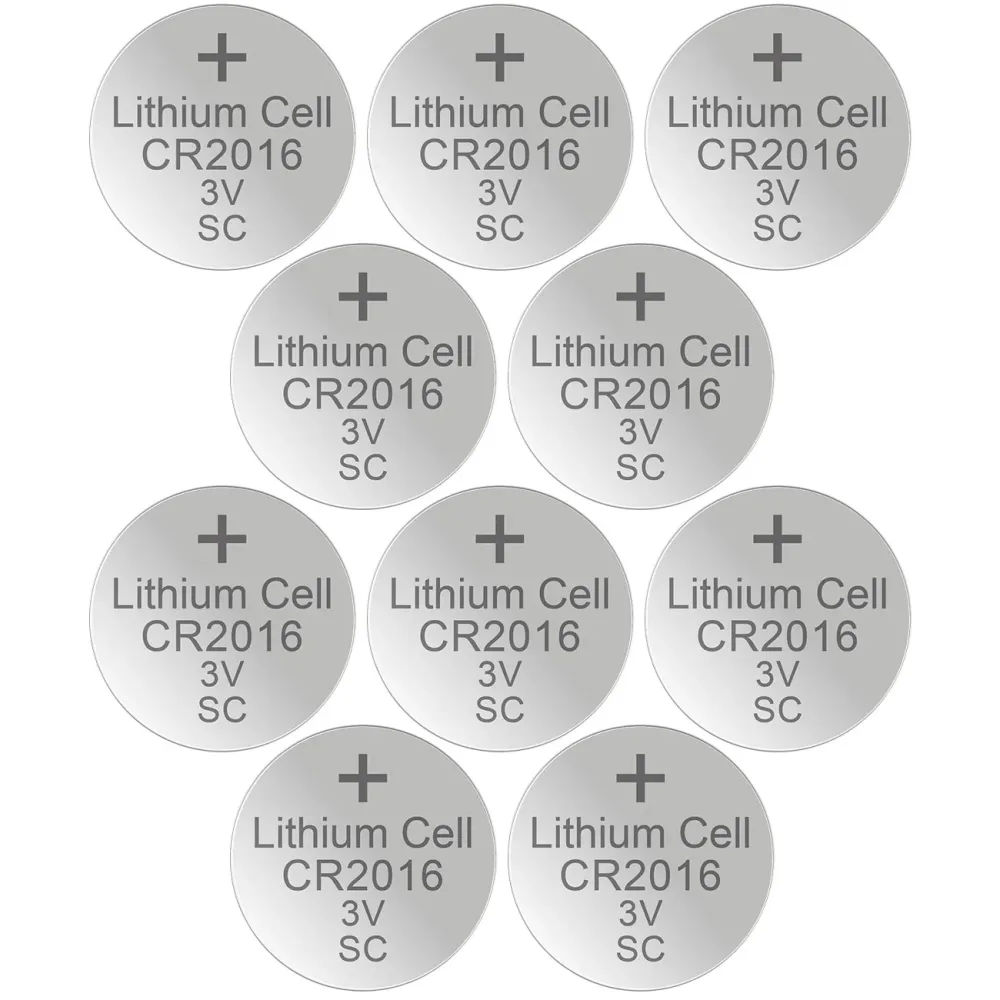10er-Set Lithium-Knopfzelle CR2016, 3V / 90mAh
