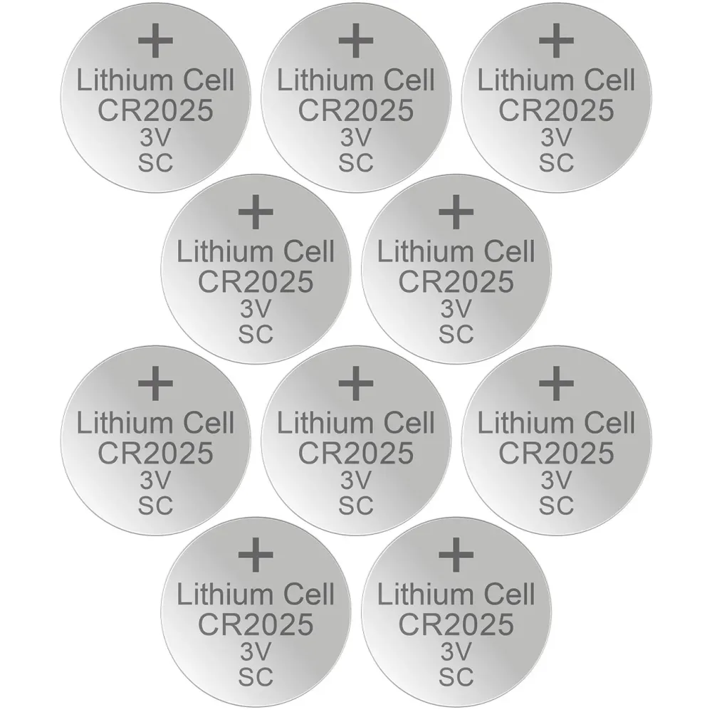 10er-Set Lithium-Knopfzelle CR2025, 3V / 170mAh