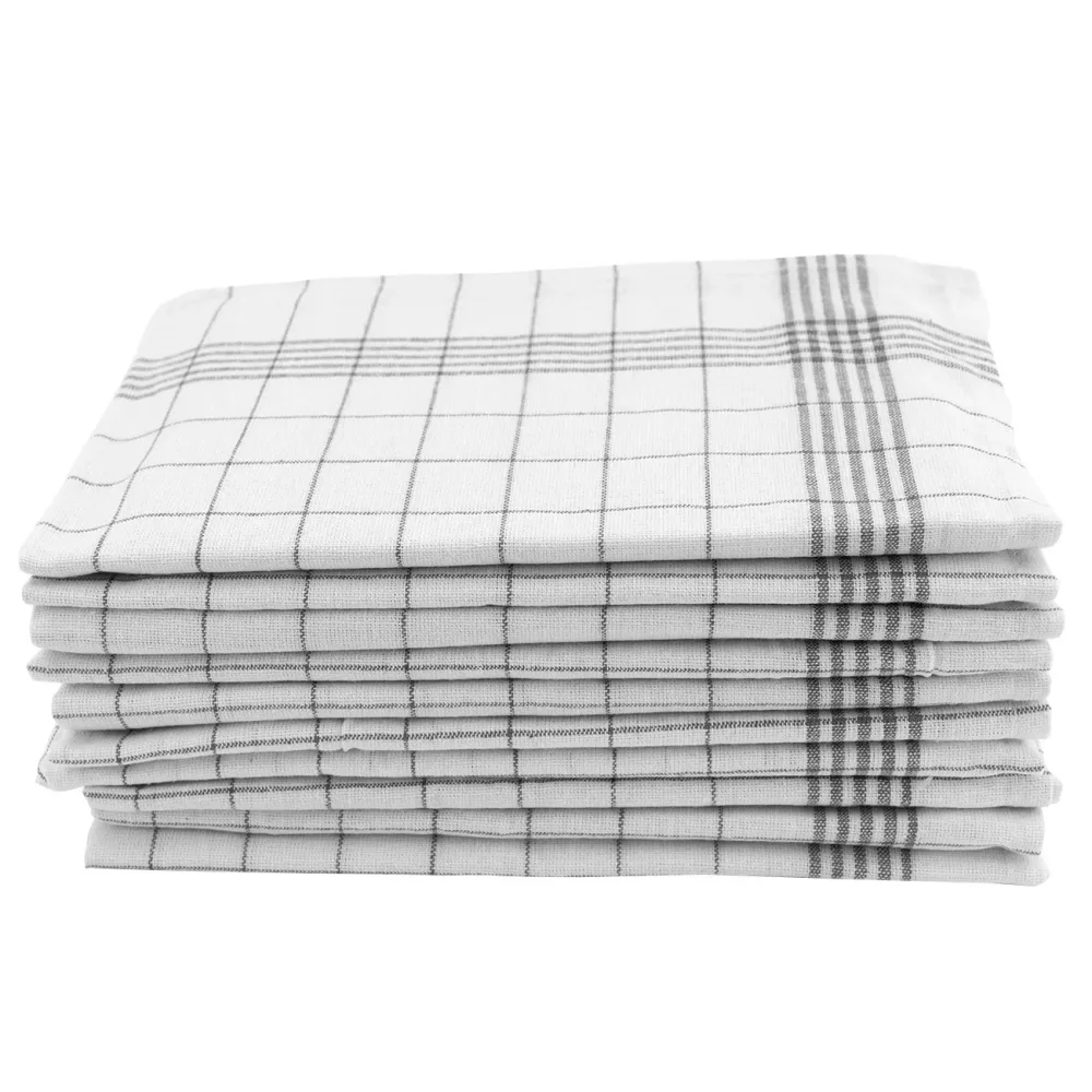 10er-Set Baumwoll-Geschirrtücher, anthrazit-weiss, 70 x 50 cm