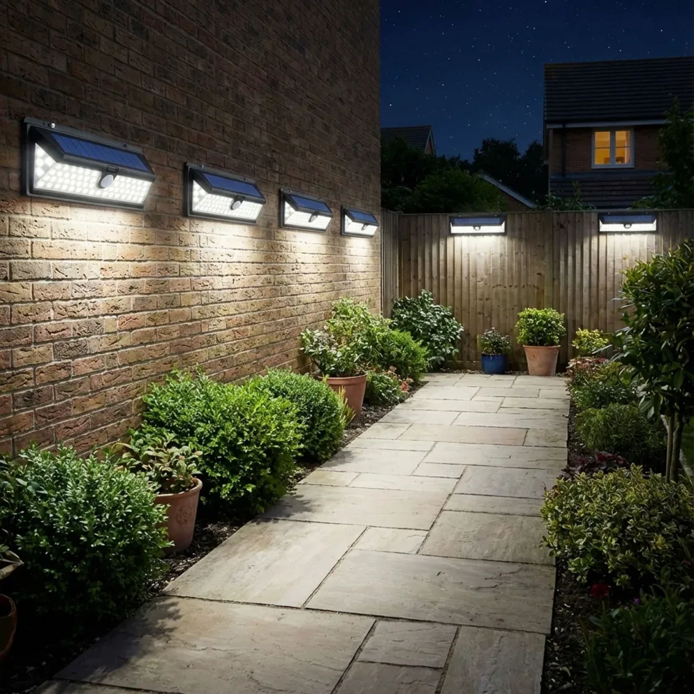 8er-Set Wandleuchte, mit Solarpanel, mit Bewegungs-Sensor, 800 Lumen, 13,2 Watt
