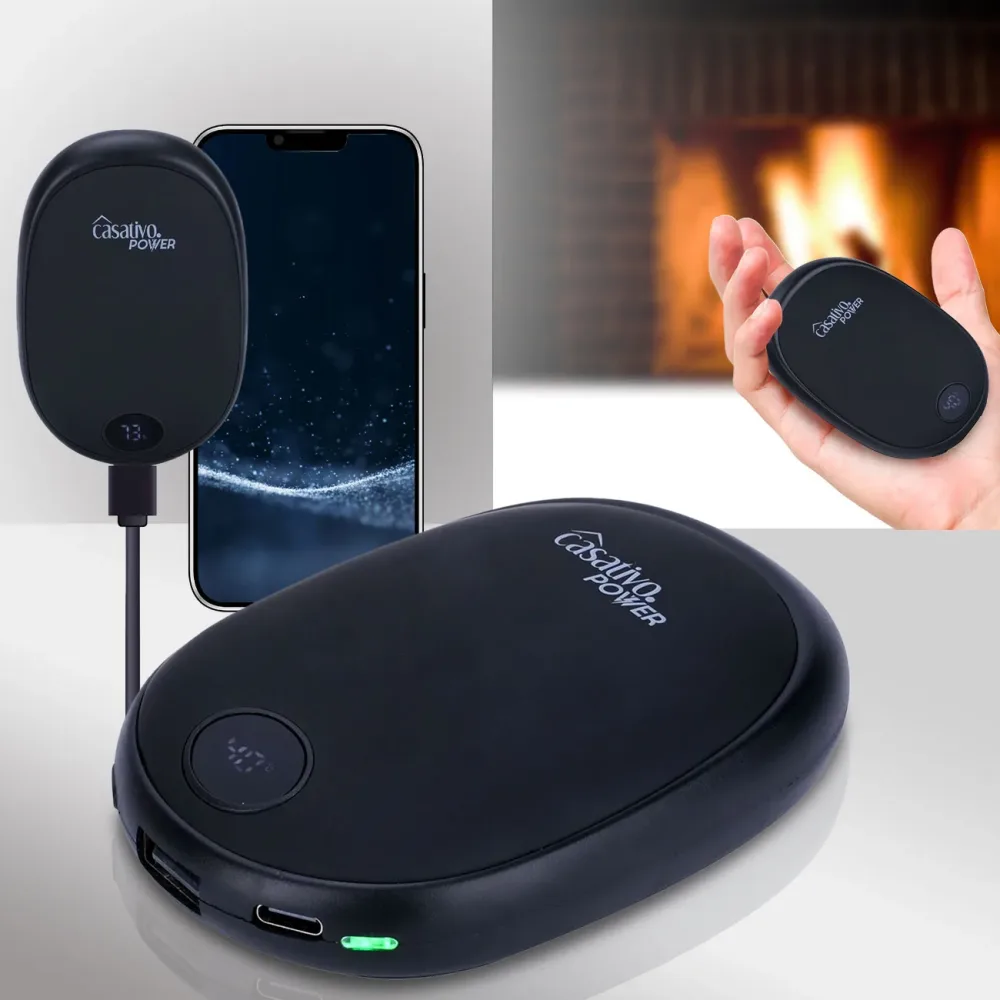 2in1 USB Handwärmer mit Powerbank-Funktion, 10.000 mAh, schwarz