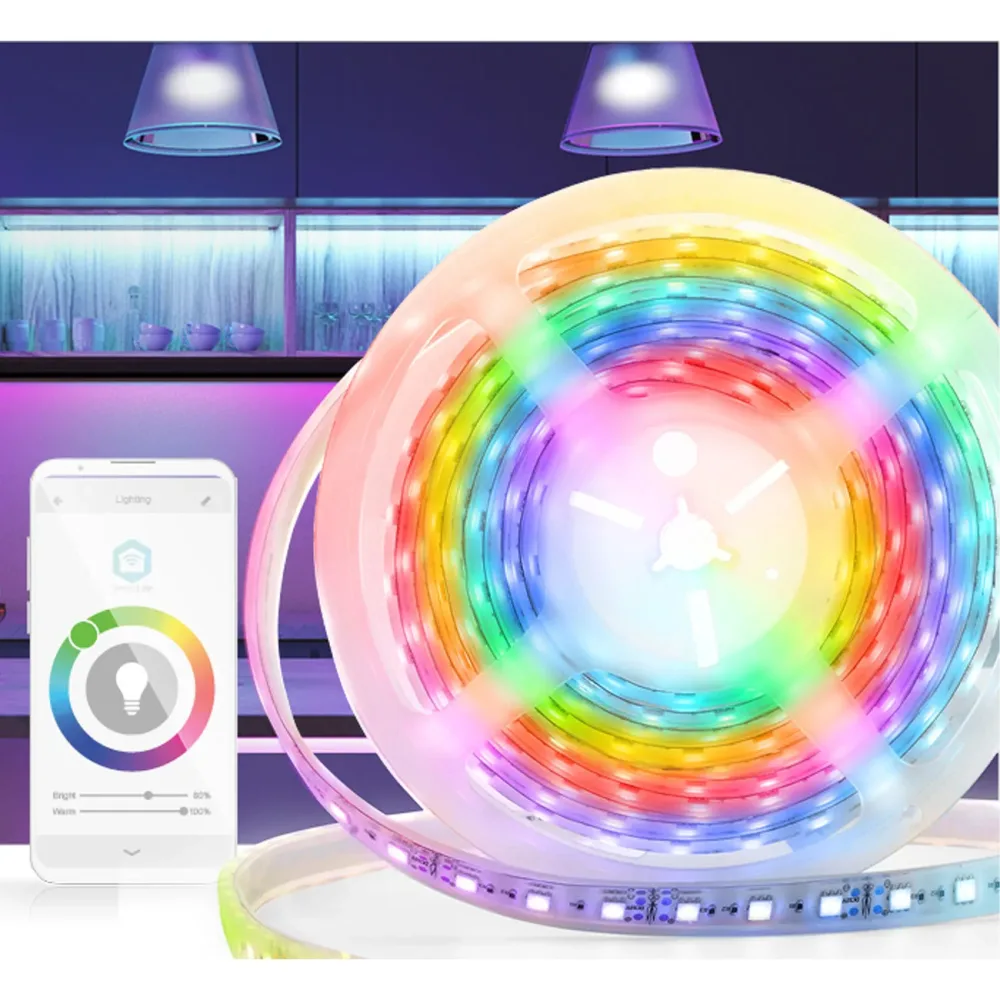 Smartlife Led Streifen, mehrfarbige Leuchtstreifen, 5 m, Wi-Fi, AndroidT / iOS, IP65, SMD