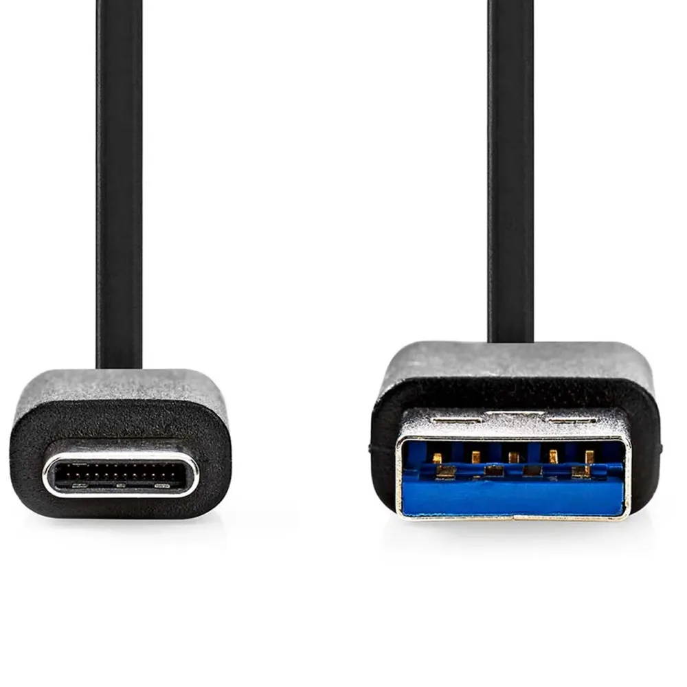 Nedis - USB-Kabel | USB 3.2 Gen 1 | USB-A Stecker | USB-C™ Stecker | 15 W | 5 Gbps | Vernickelt | 1,00 m | Rund | PVC | Schwarz | Etikett, One Size
