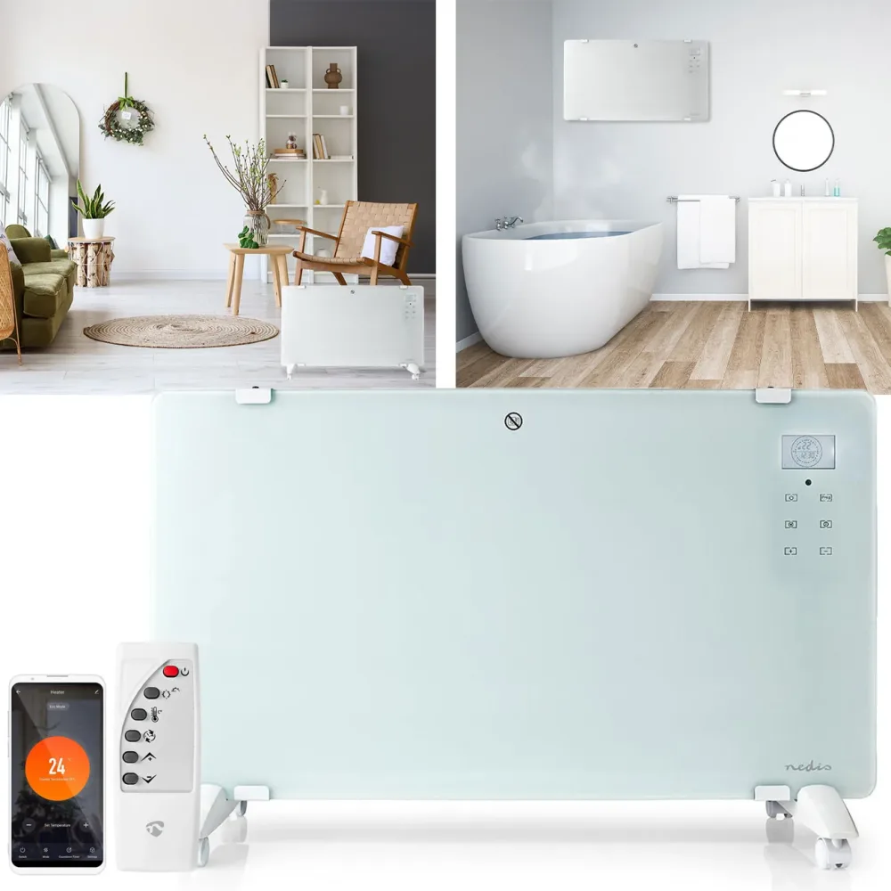WLAN-Smart-Konvektor-Heizung, mit App, für Google Home/Amazon Alexa, IP24, 2.000 Watt
