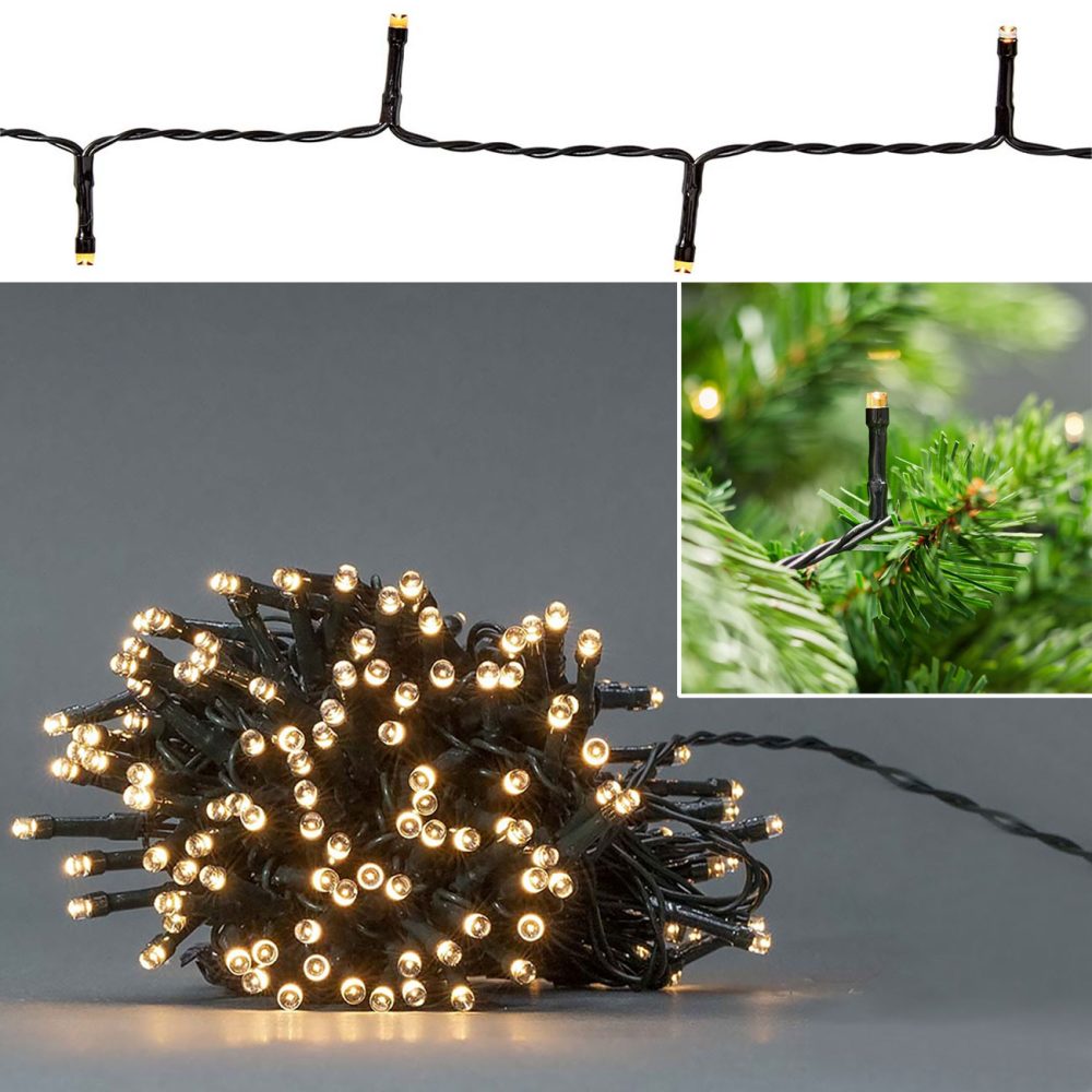 Nedis - Weihnachtsbeleuchtung | String | 192 LED's | Warm White | 14.40 m | Lichteffekte: 7 | Innen oder Außen | Batteriebetrieben, 15 m
