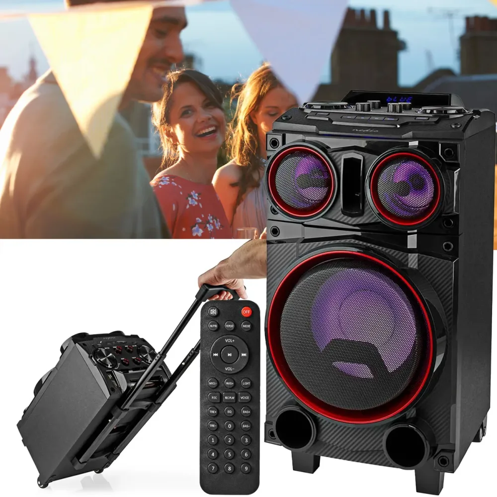 Mobiler Party Bluetooth Lautsprecher, LED-Licht, Subwoofer, Equalizer, 120 W