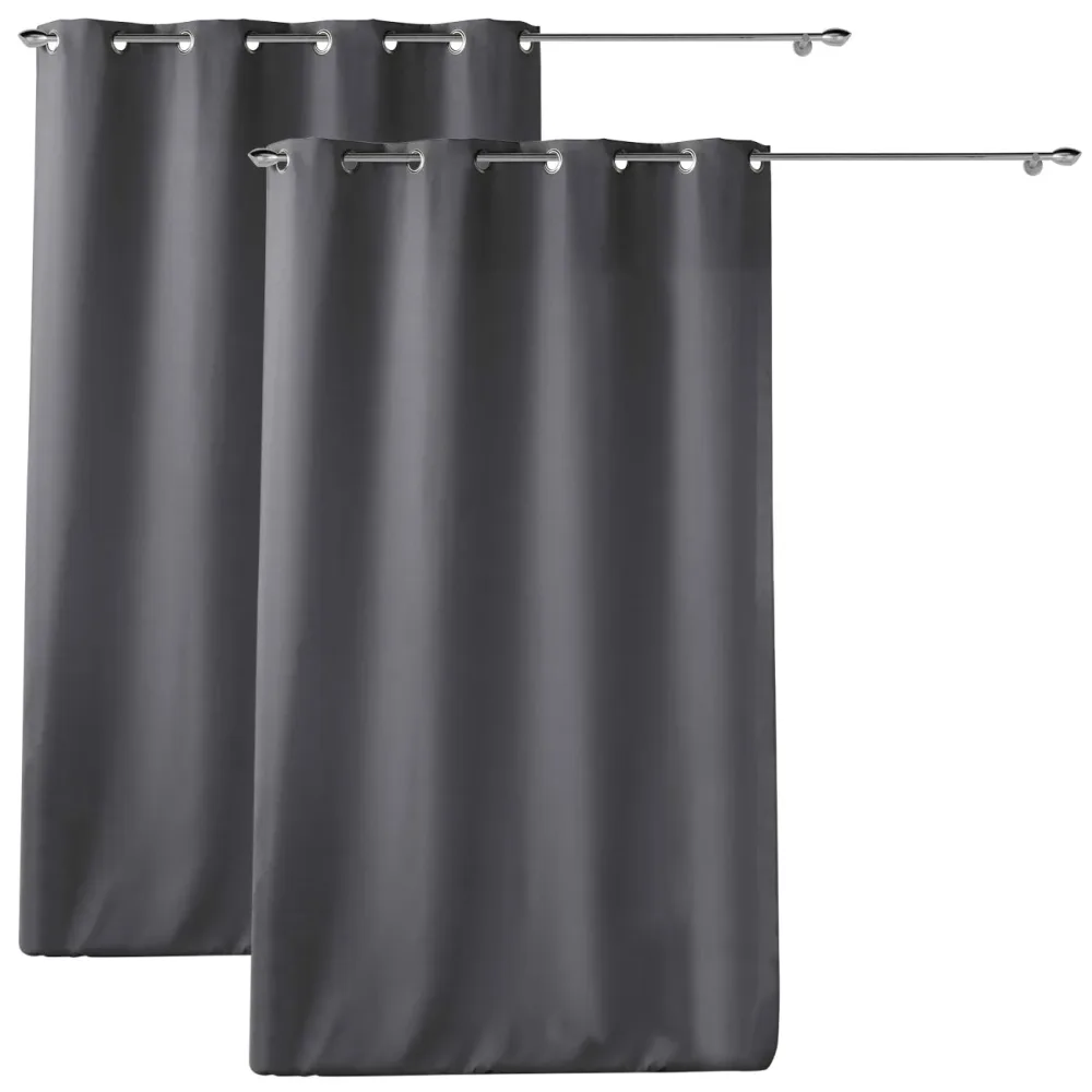 2er-Set Vorhang mit Ösen, 140 x 260 cm, Polyester, anthrazit