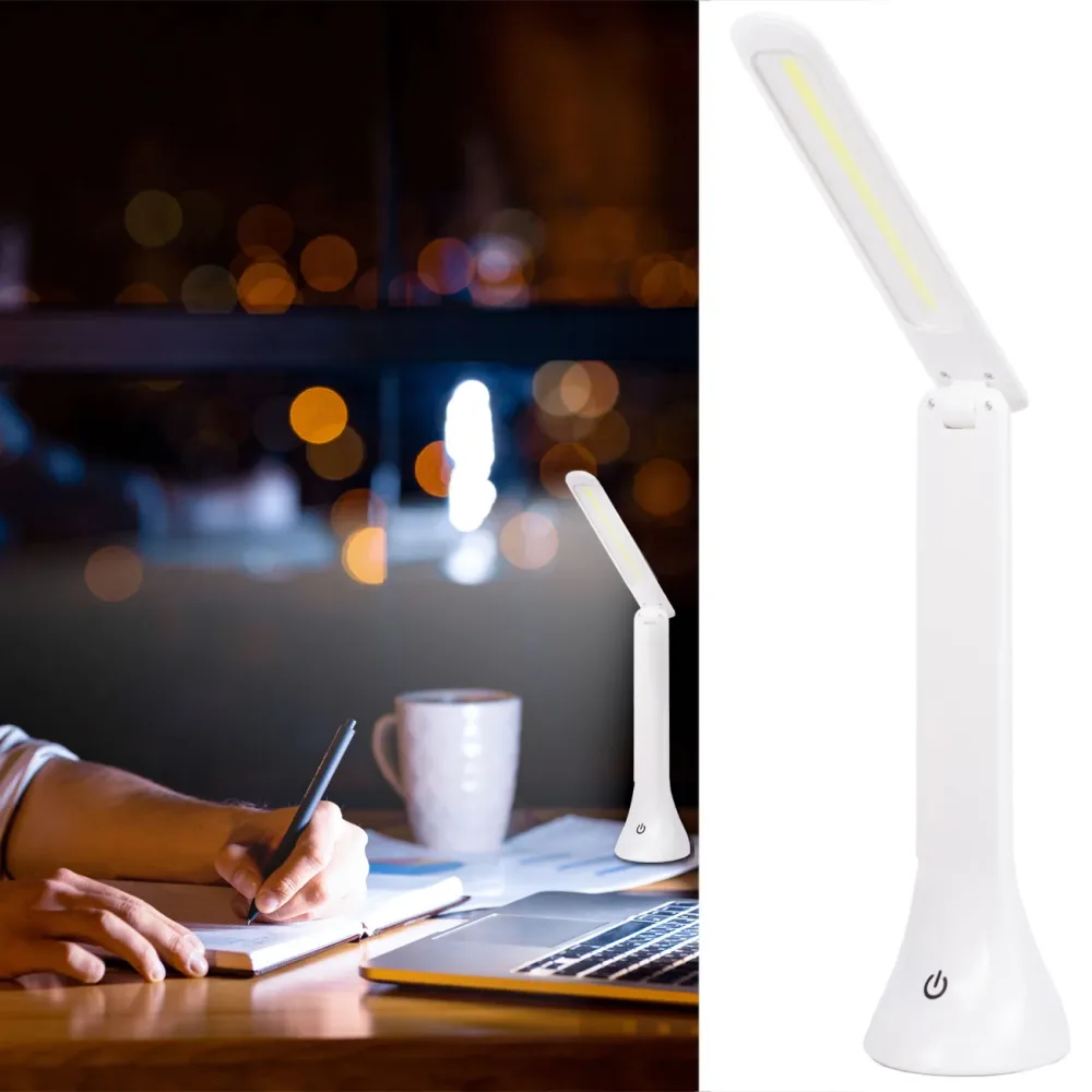 Schreibtischlampe, weiss, 200 Lumen, Bürolampe, 7,5 x 24,8 cm, USB-Kabel