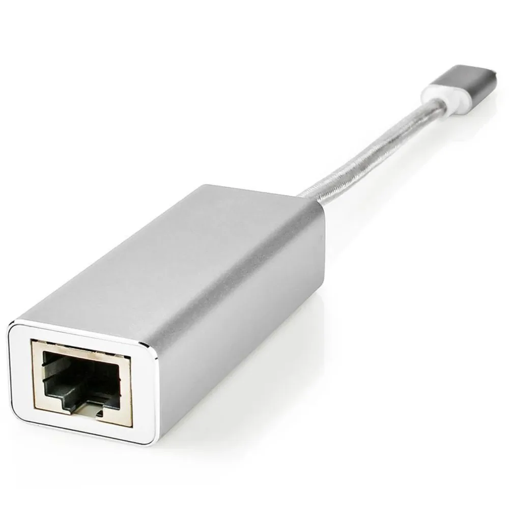 Nedis - USB-Netzwerkkarte | USB 3.2 Gen 1 | 1 Gbit/s | USB-C™ Stecker | RJ45 Buchse | 0,20 m | Rund | Vergoldet | Getöntes Kupfer | Silber | Box mit abgedecktem Fenster, One Size