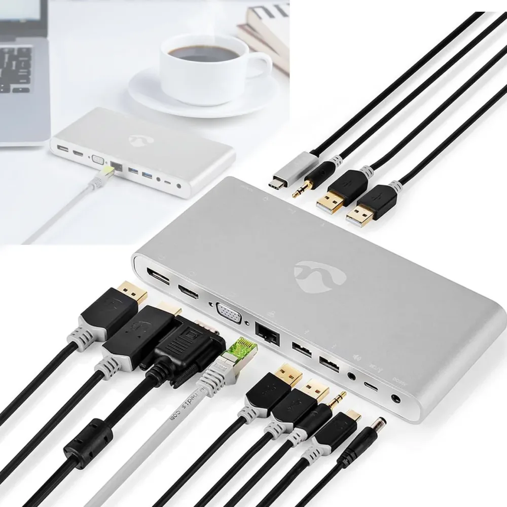 12 in 1 USB-C Dockingstation, Multiport Adapter, USB-C Hub, USB-3.0, 5 Gbit/s