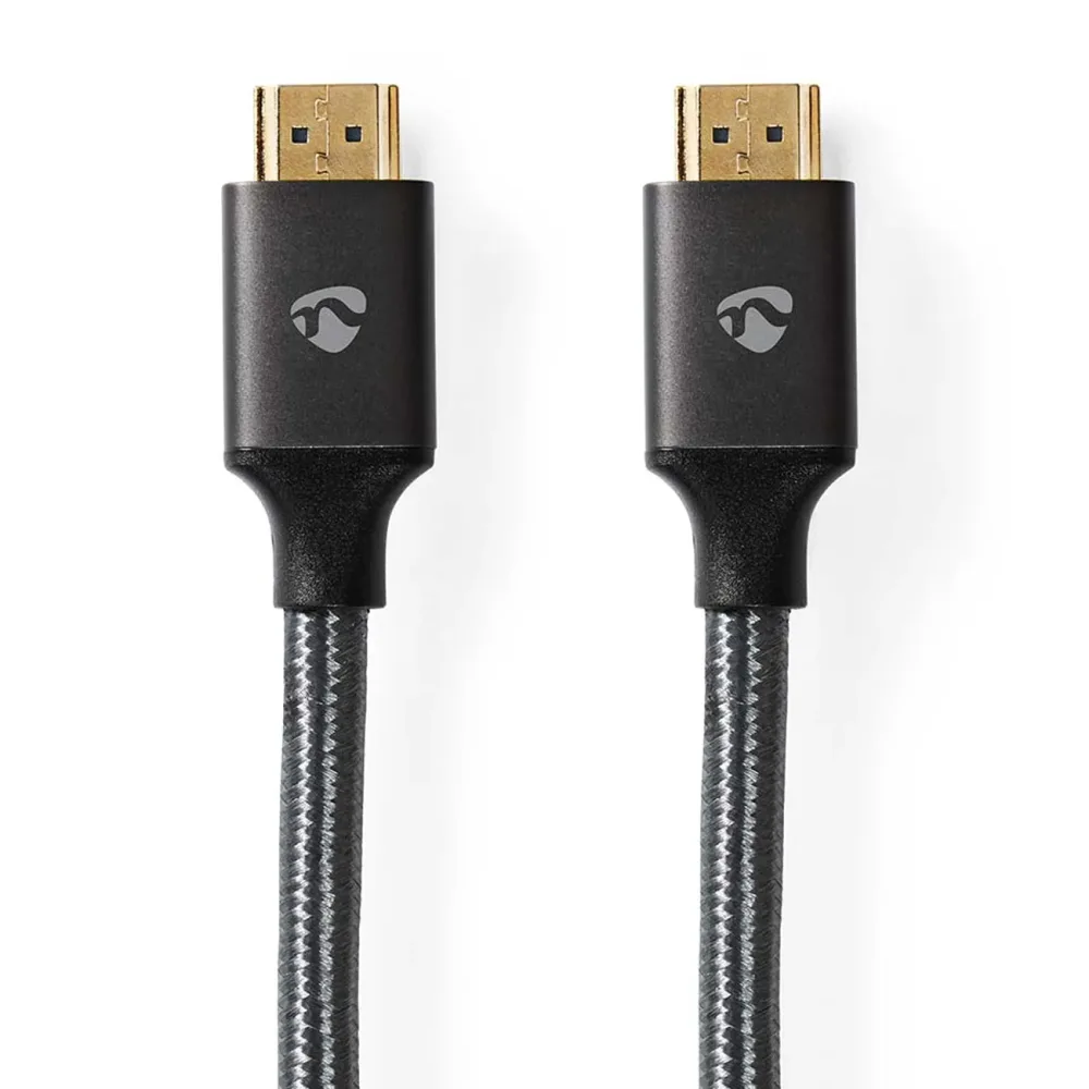 Nedis - Ultra High Speed HDMI™ Kabel | HDMI™ Stecker | HDMI™ Stecker | 8K@60Hz | 48 Gbps | 1,00 m | Rund | 6,3 mm | Anthrazit / Grau mit Metall | Box mit abgedecktem Fenster, Schwarz, One Size