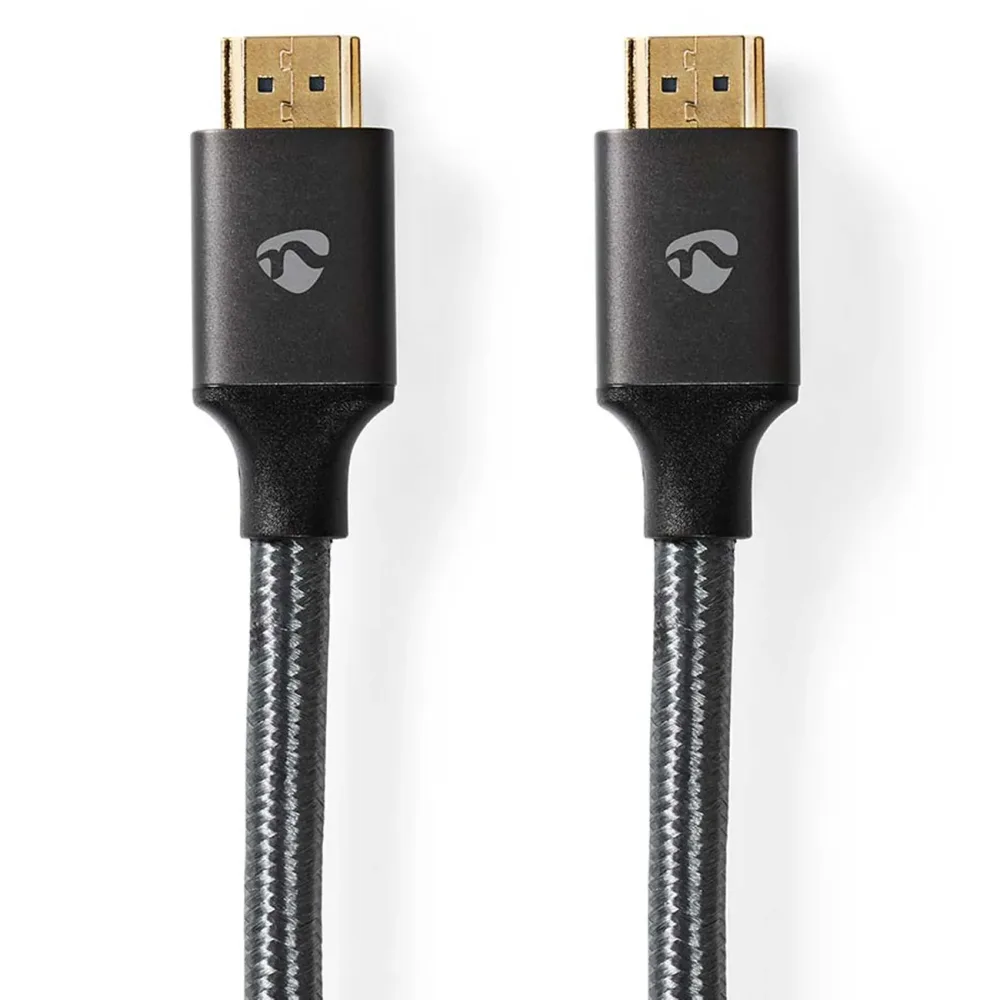 Nedis - High Speed HDMI™ Kabel mit Ethernet | HDMI™ Connector | HDMI™ Connector | 4K@30Hz | ARC | 18 Gbps | 10.00 m | Rund | Baumwolle | Grau mit Metall | Schloss, One Size