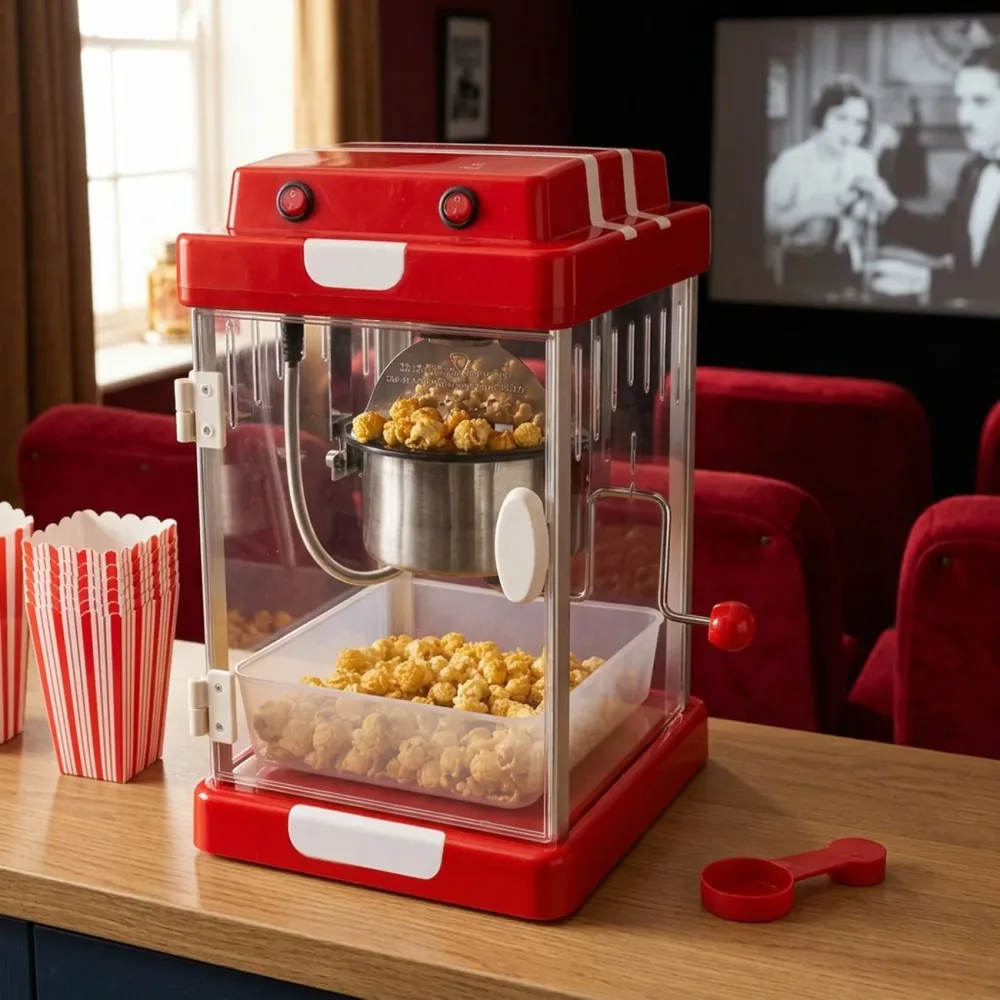 Popcorn-Maschine im roten Retro-Look, 24 x 28 x 43 cm