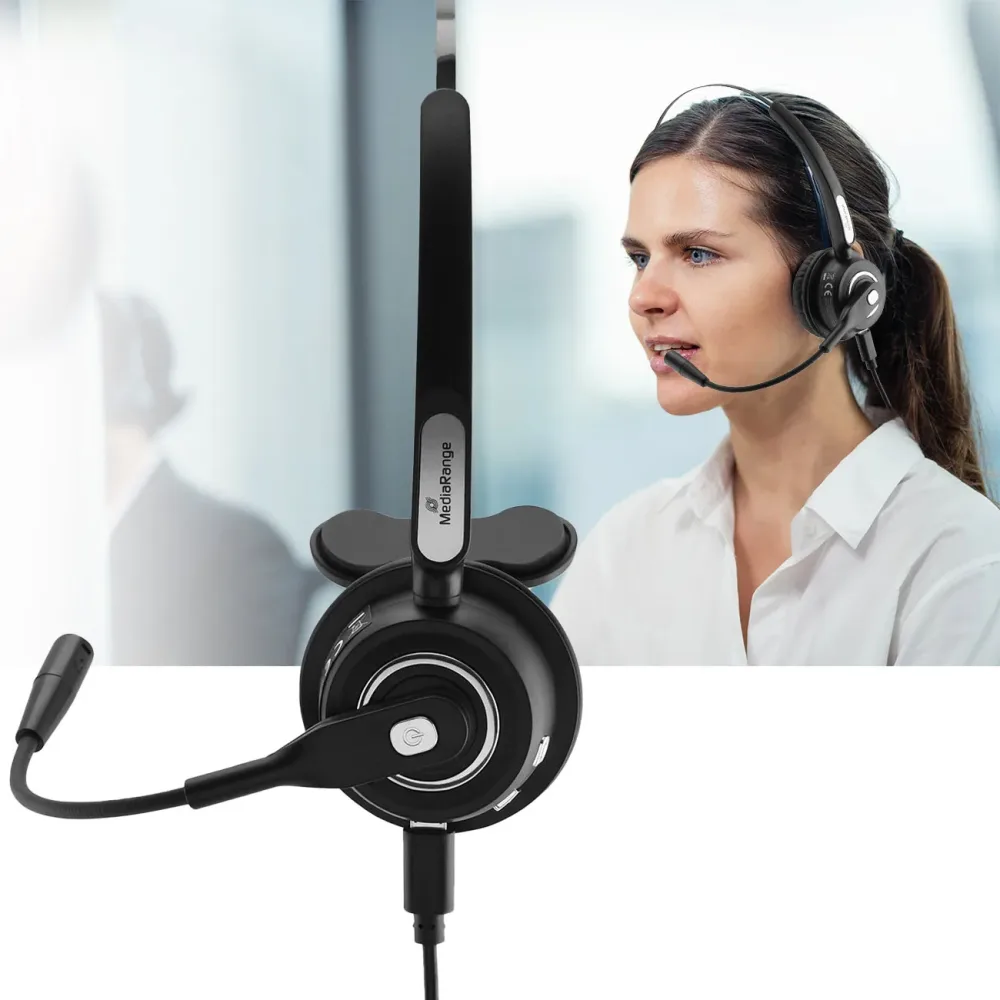 Media Range Kabelloses Headset MROS305 Bluetooth mit Mikrofon Schwarz