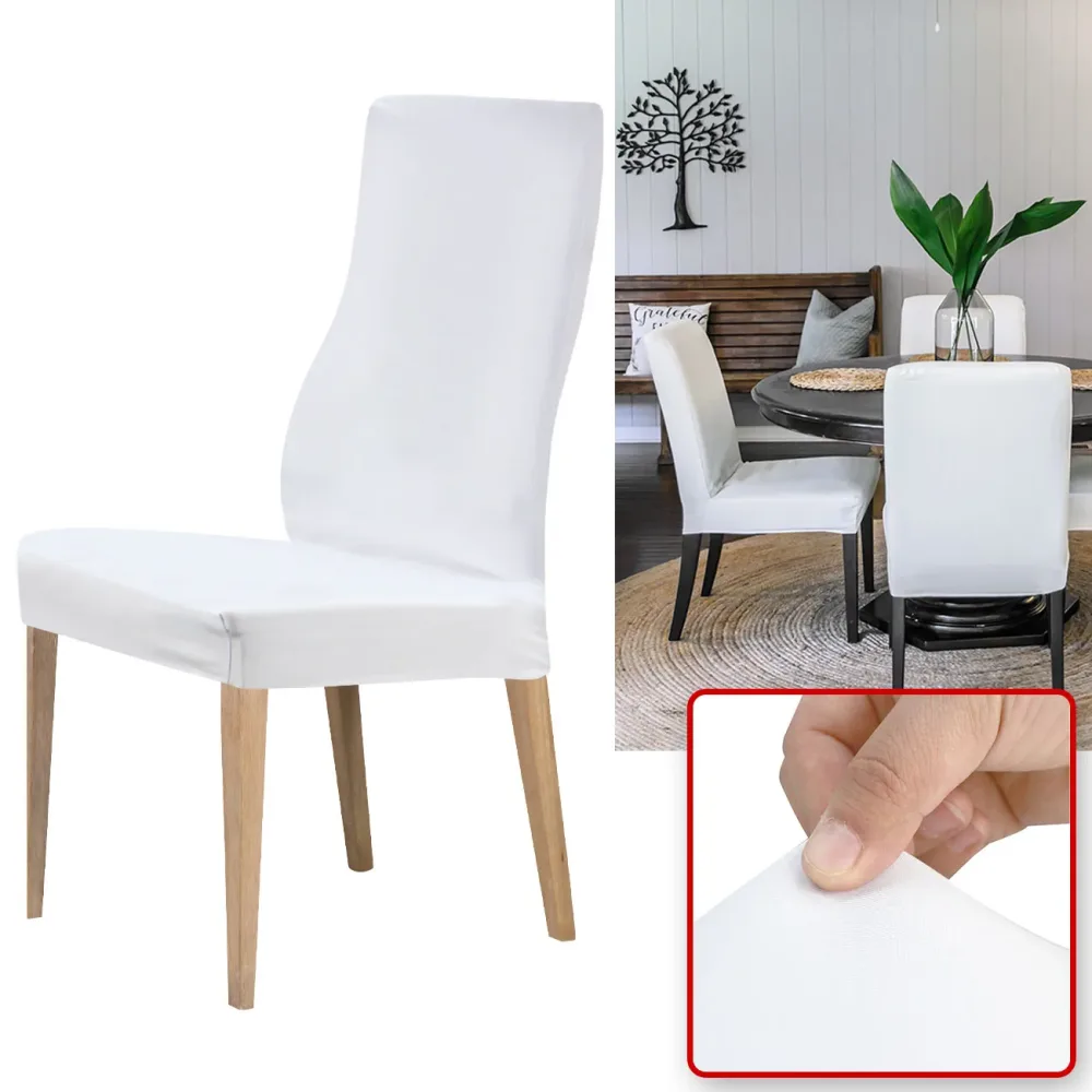 Stuhlbezug in weiss, 6er-Set aus Stretch mit Lehnenbezug, OEKO-TEX Standard 100