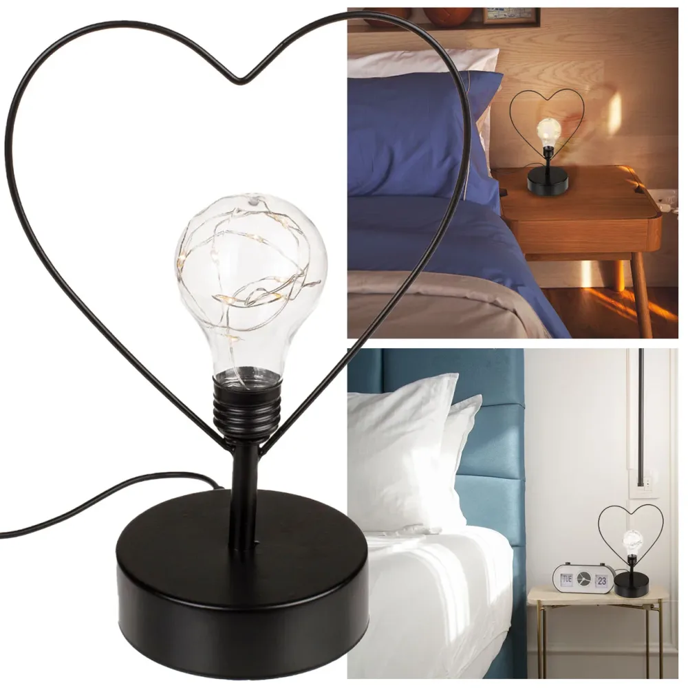 Tischleuchte Herz mit 8 LEDs und USB-Kabel