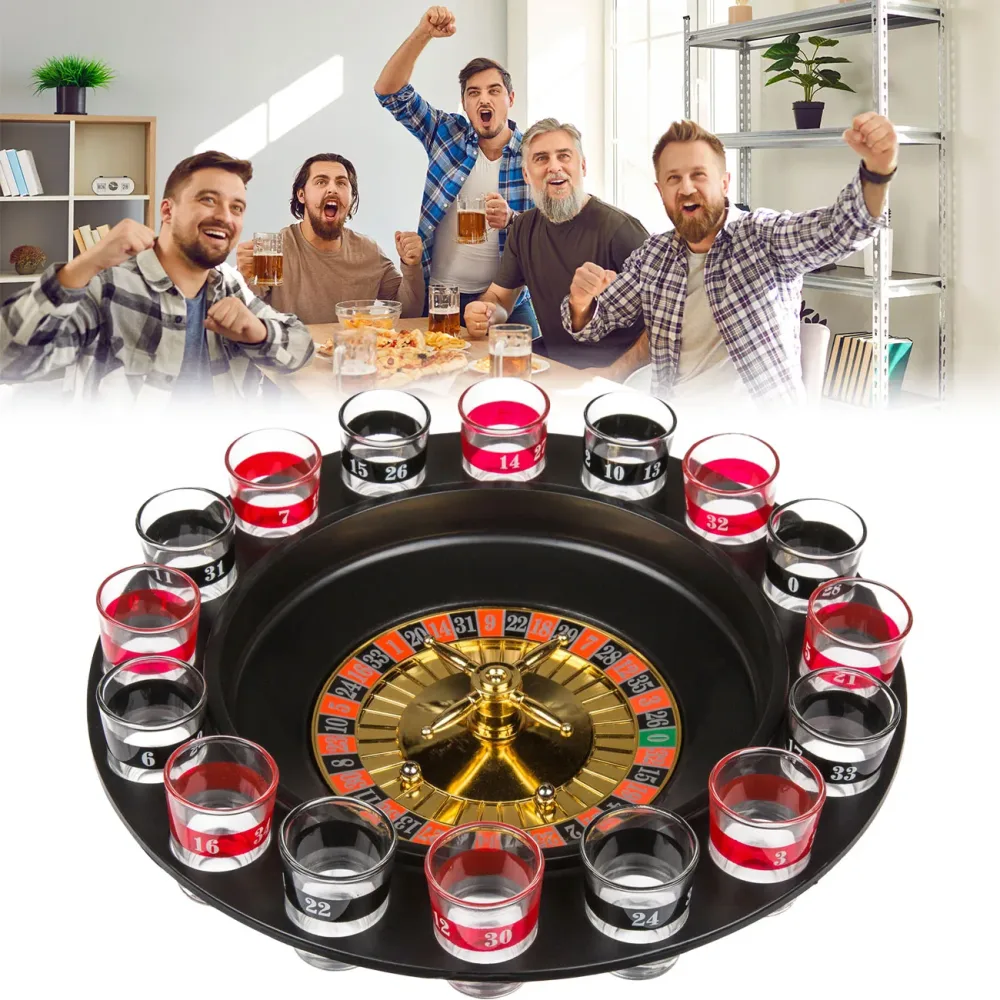 Roulette Trinkspiel mit 16 Gläsern
