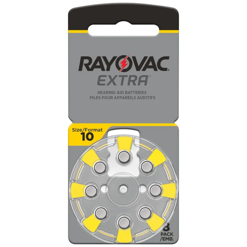 Hörgeräte Batterien Extra 10, gelb, 1,45V 105 mAh, 8er-Pack