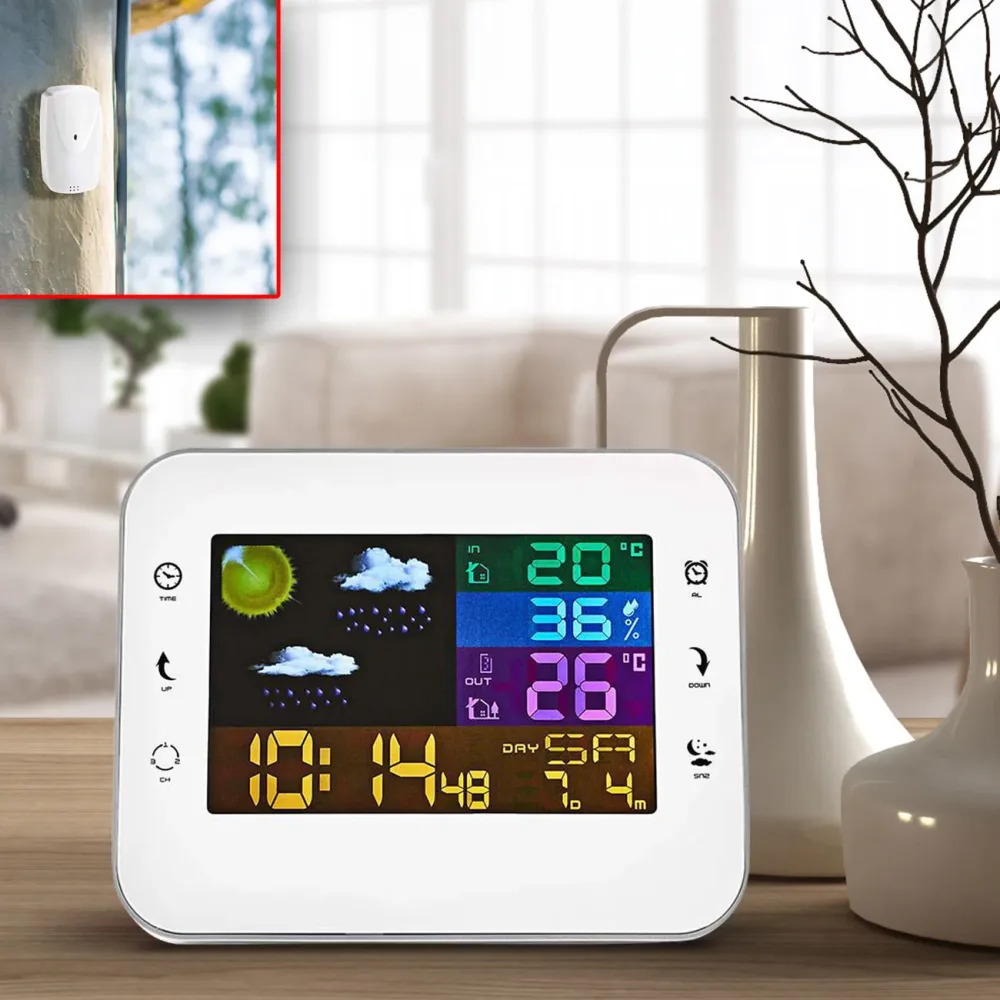 Drahtlose Wetterstation mit Farb-LCD Display, Aussensensor
