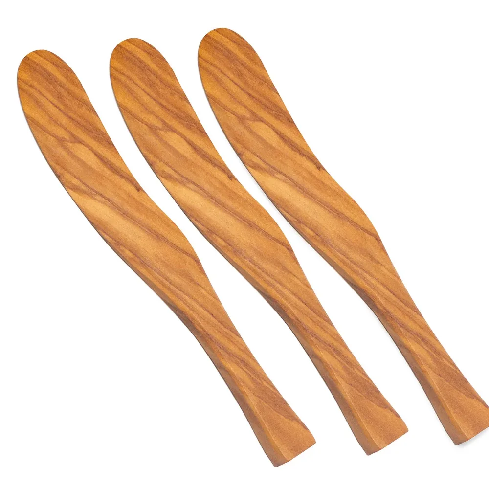 Buttermesser, Streichmesser, 17 cm, Olivenholz, 3er-Set