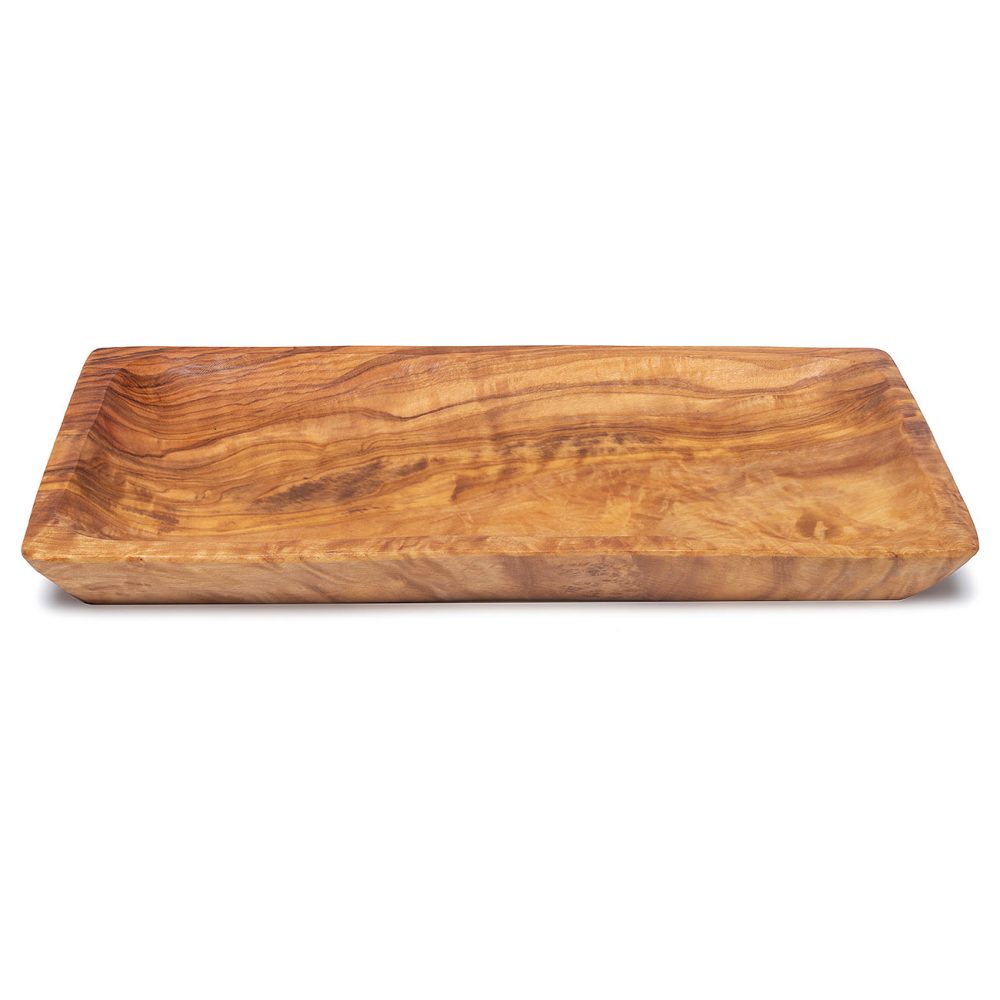 Eckige Olivenholz-Schale, Allzweckschale, Polentaschale, flach, 28 x 16 x 2 cm
