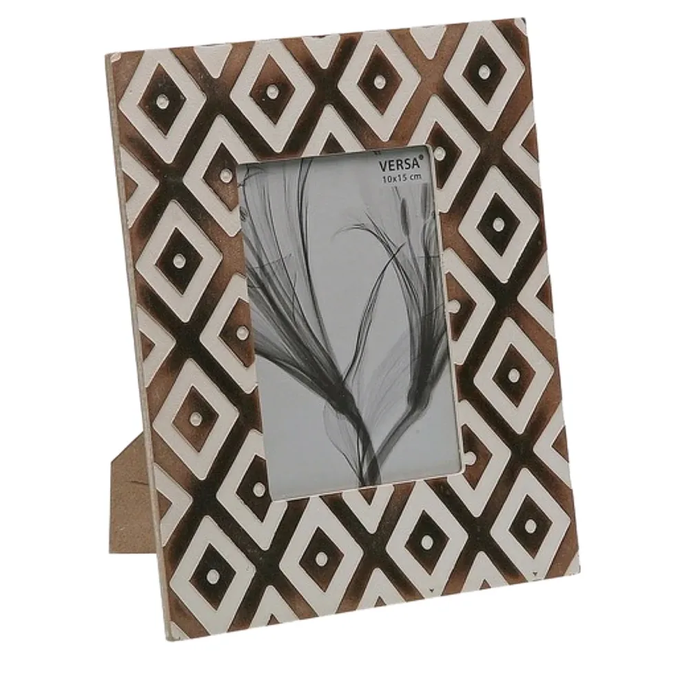 Fotorahmen in edlem Design, aus Holz, braun und weiss, 13 x 18cm