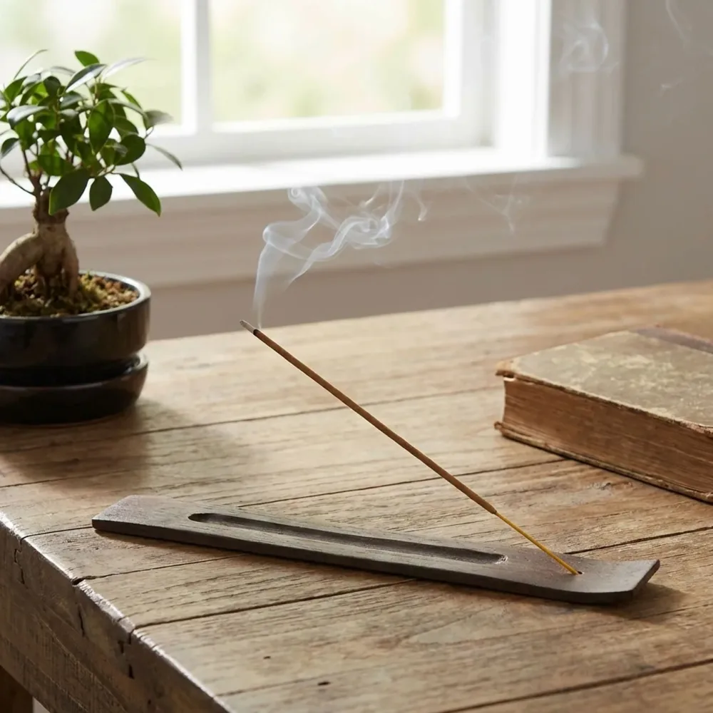 Räucherstäbchenhalter aus Holz, dunkelbraun, 26 cm