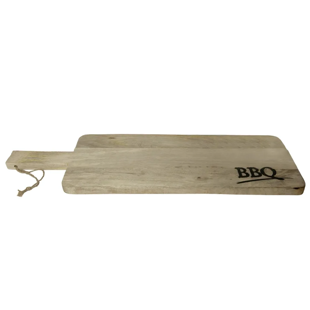 Schneide- und Servierbrett aus Mangoholz, Aufdruck BBQ, 60 x 20 x 2 cm