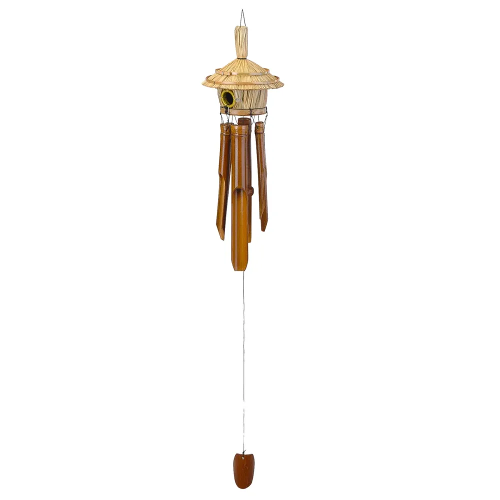 Vogelhaus mit Windspiel aus Bambus, 90 x 16 x 90 cm