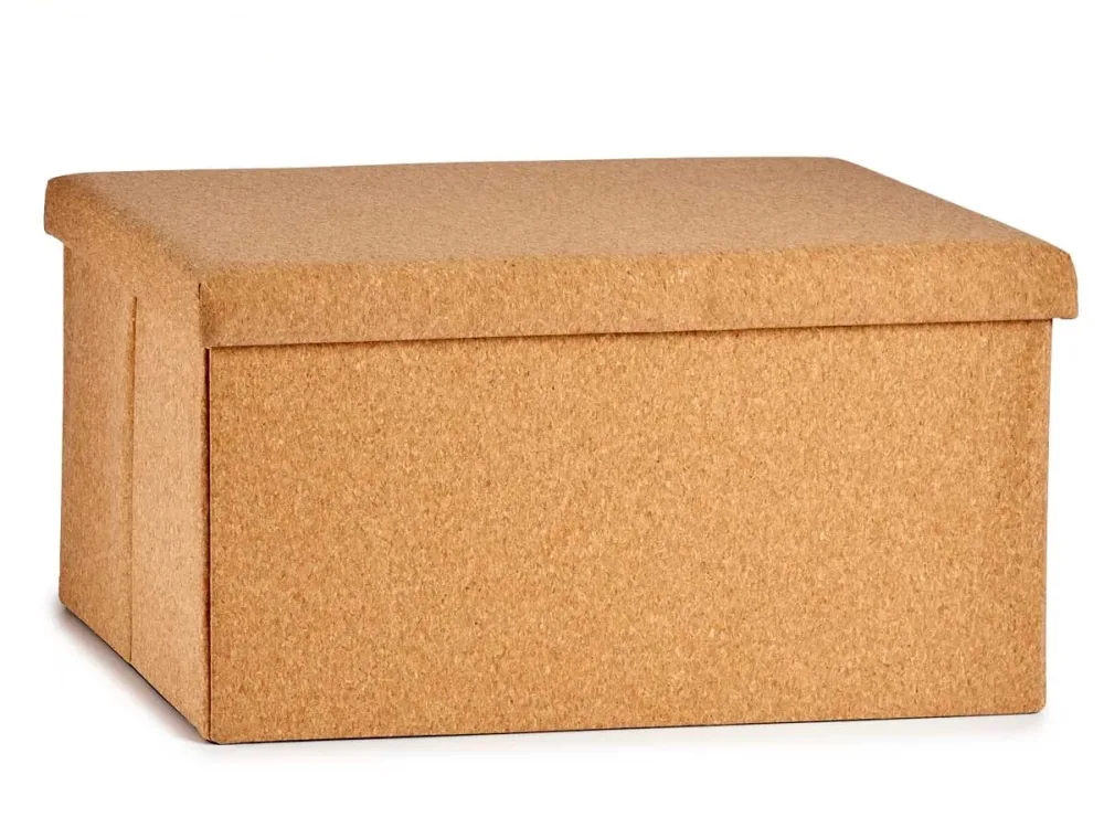 Aufbewahrungskorb aus Kork, faltbare Korkbox, 2 Fächer, braun, 36 x 36 x 72 cm
