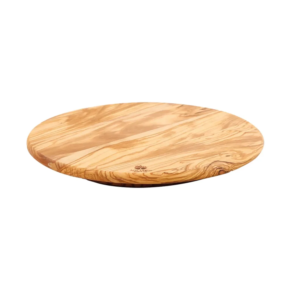 Drehteller aus Olivenholz, drehbare Servierplatte für Lebensmittel, 31 x 4 cm